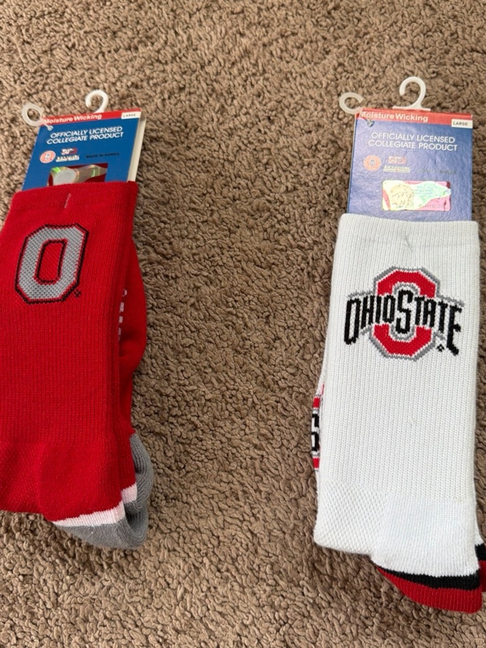 Mens White & Red Crew Socks - Officially Licensed